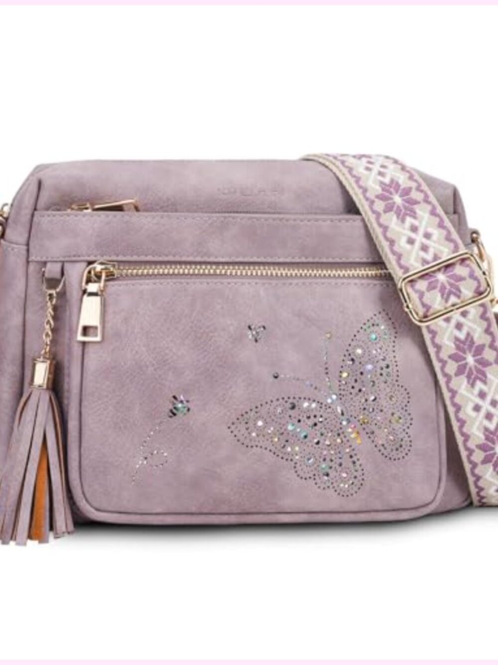 Trendy Leather Crossbody Purse Shoulder Handbag Butterfly Design